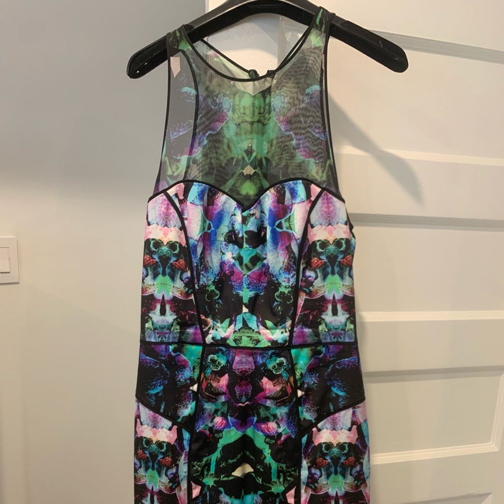 Milly cocktail dress with mesh top